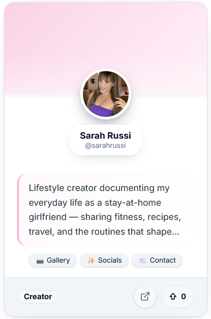Sarah Russi — lifestyle creator link in bio example